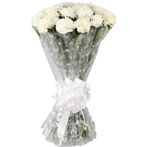Alluring Hearth-Side Bouquet of White Carnations