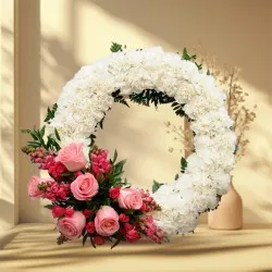 Wreath of Pastel Colour Flowers