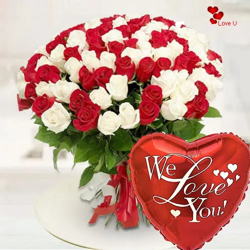 Book Red N White Roses Bouquet Online