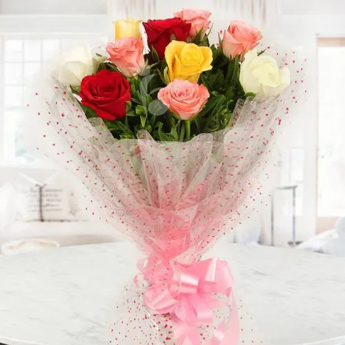 Blooming Heartfelt Celebration with Mixed Roses