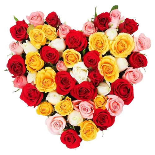 Joyful Hearty Arrangement of Thirty Mixed Roses