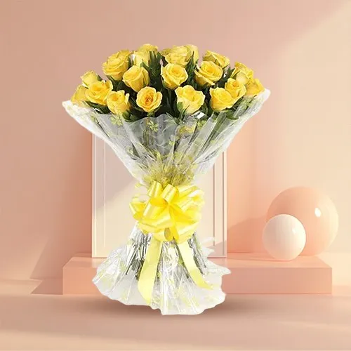 Vibrant Spirit of Happiness Bunch of 12 Yellow Roses