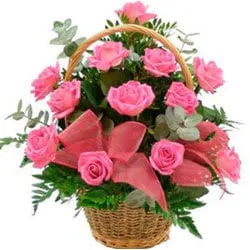 Artful Heartily Expressions of Pink Roses in Basket