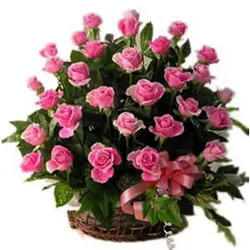 Vibrant Happiness Forever Pink Roses in a Basket