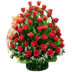 Stunning Selection of Premium Red Coloured Roses in a Basket