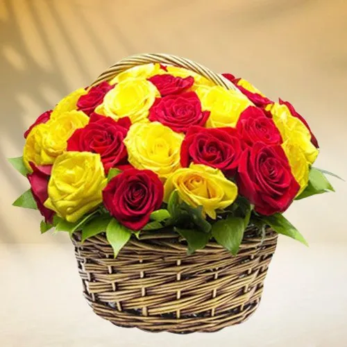 Beautiful Arrangement of Red N Yellow Coloured Roses