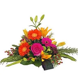 Blushing Mixed Romantic Flower Collection in a Basket with Fillers