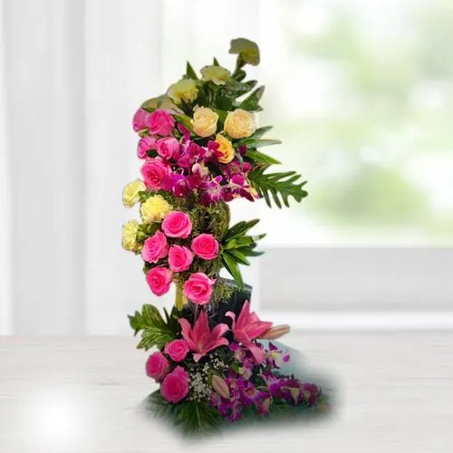 Extravagant Assorted Flowers Standing Arrangement