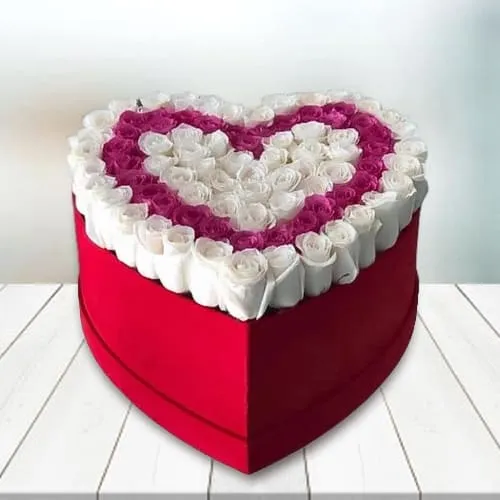 Striking Heart Box of Twin Color Roses