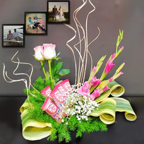 Eye-Catching Display of Colorful Flowers with Chocolates