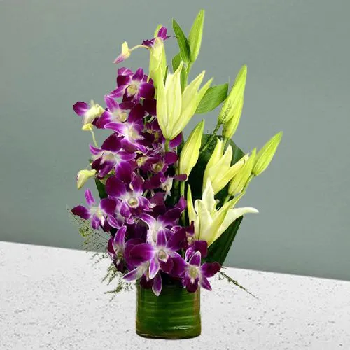 Stunning Orchids  N  Lilies in Vase