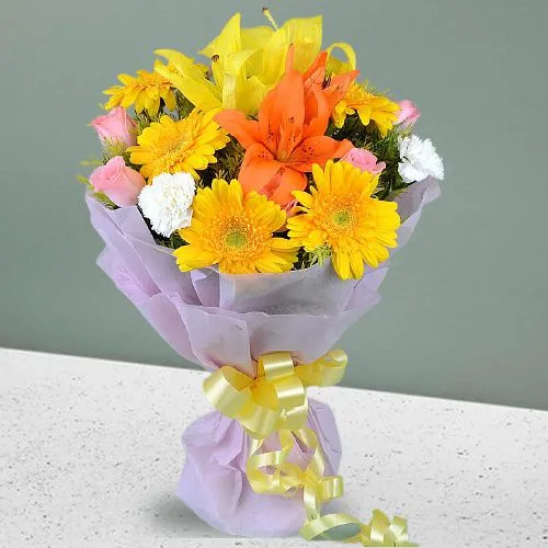 Bright Summery Color Flowers Bouquet