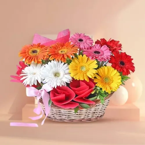 Designer Basket of Assorted Gerberas
