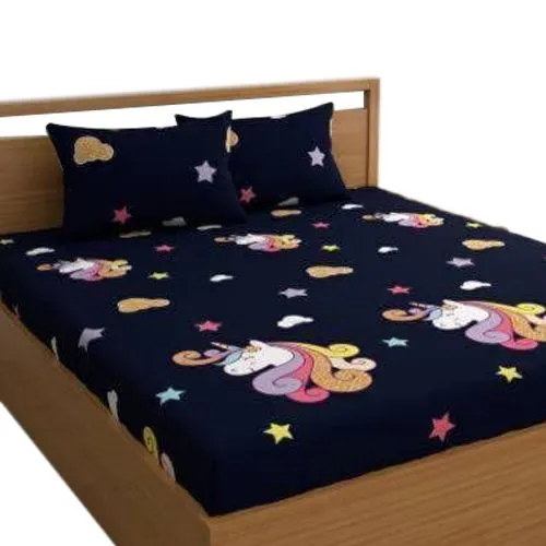 Popular Cartoon Print Double Bed Sheet N Pillow Cover Combo