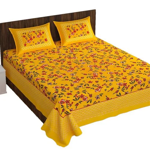 Outstanding Jaipuri Print Double Bed Sheet with Pillow Cover Set