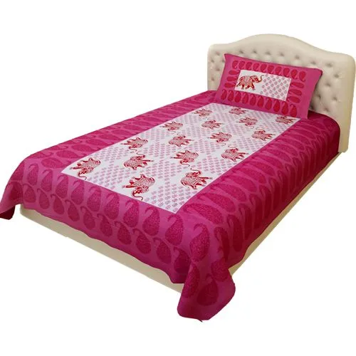 Classic Combo Of Rajasthani Print Single Bed Sheet with Pillow Cover