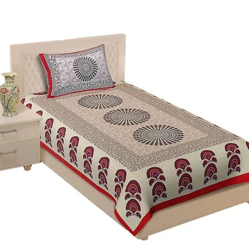 Sensational Combo Of Jaipuri Print Single Bed Sheet with Pillow Cover