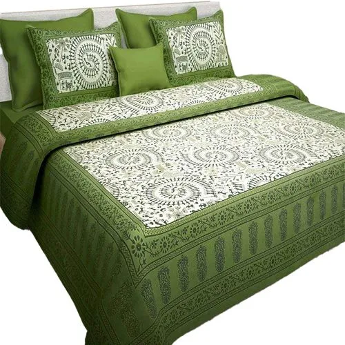 Splendid Jaipuri Print King Size Bed Sheet N Pillow Covers Set