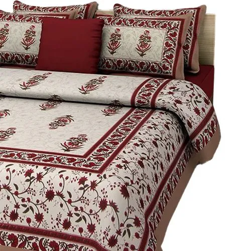 Lovely Jaipuri Print Double Bed Sheet N Pillow Cover Set