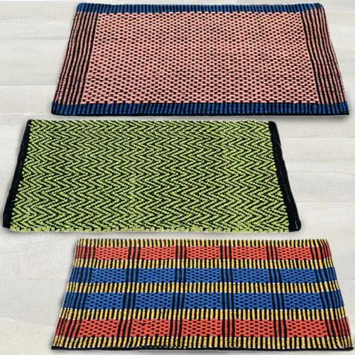 Awesome Set of 3 Traditional Style Cotton Blend Doormats