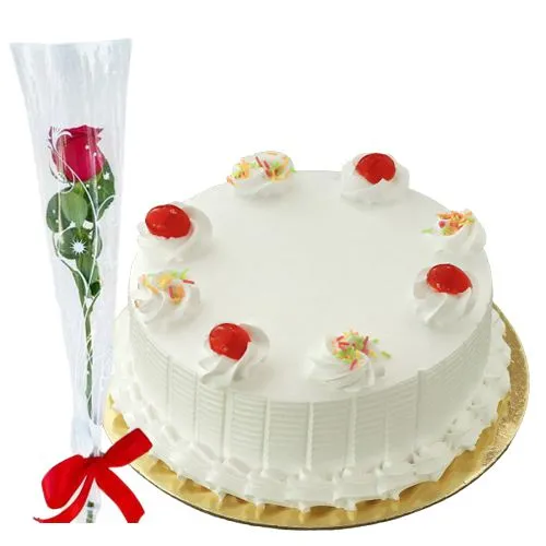 1 lb Vanilla Cake with 3 Rose