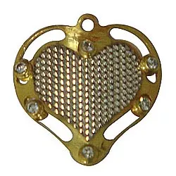 Deliver Gold Tone Metal Heart Shaped Pendant with Mesh