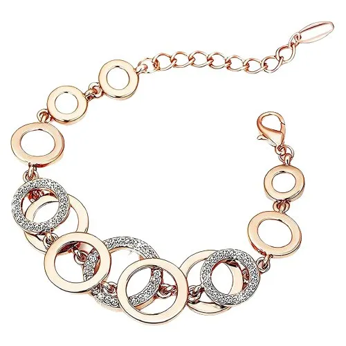 Exquisite Open Style 18k Rose Gold Crystal Bracelet