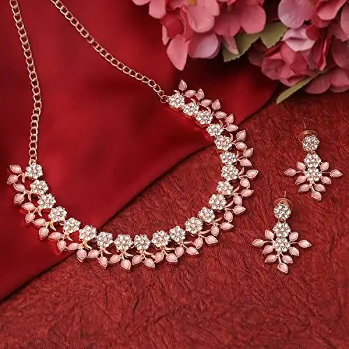 Graceful Gold Plated Crystal Jewellery Set
