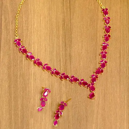 Glamorous Ruby Necklace N Earrings Set