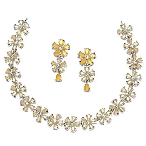 Magnificent AD Studded Flower Jewellery Set