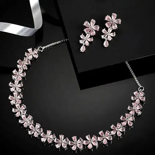 Fancy AD Studded Flower Jewellery Set