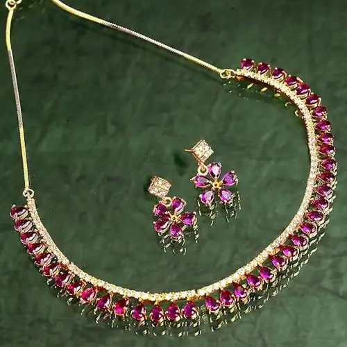 Attractive Gold Plated AD Jewellery Set