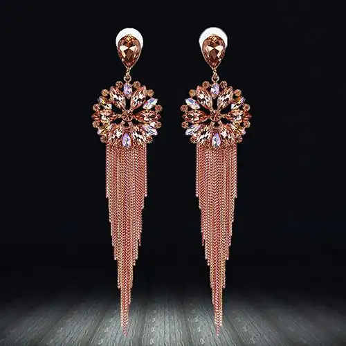 Fancy Crystal Tassel Earrings