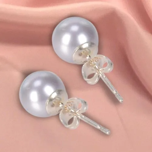 Online Blue Hued Pearl Tops Earring Set
