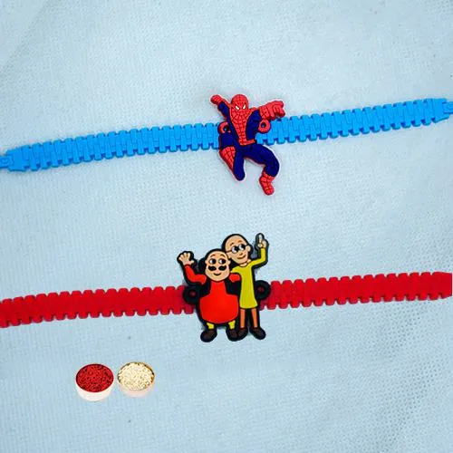 Exclusive Set of Motu Patlu and Spiderman Rakhi for Kids