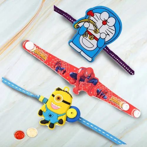 Attractive Doraemon, Spiderman n Minion Rakhi