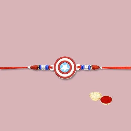 Exclusive Captain America Rakhi with Roli, Chawal n Card