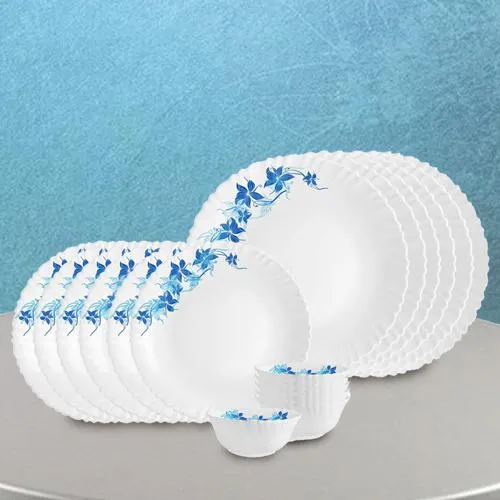 Mesmerizing Cello Blue Swirl Opalware Dinner Set