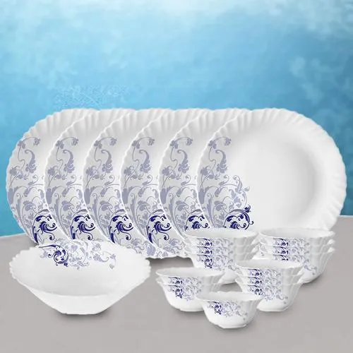 Lovely Larah by Borosil Blue Eve Silk Series Dinner Set