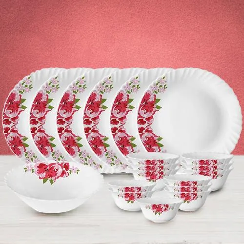 Stunning Larah by Borosil Rose Red Silk Series Dinner Set