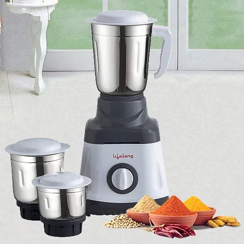 Impressive Lifelong 3 Jars Mixer Grinder in White and Grey