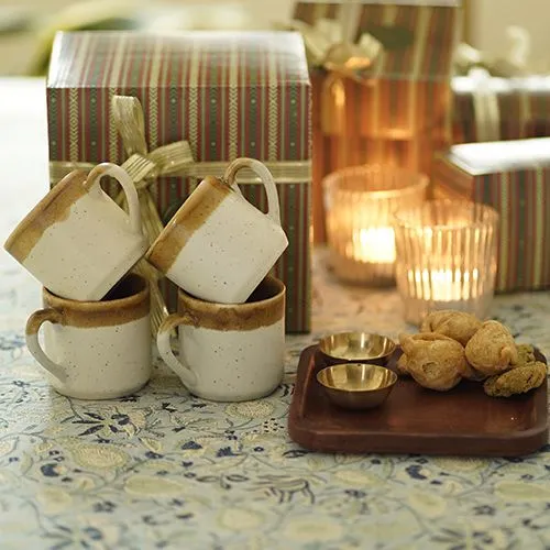 Marvellous Mandore Tea Cups with Katori N Tray Gift Set
