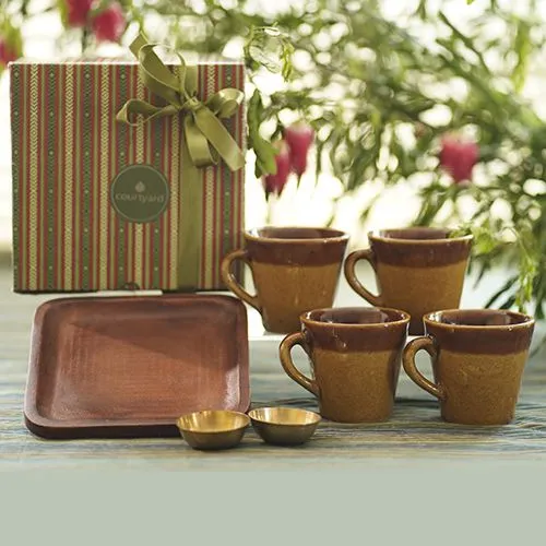 Ultimate Devaas Tea Cups with Katori N Tray Gift Set