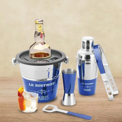 Classy Blue Lacquered Bartender Tool Set