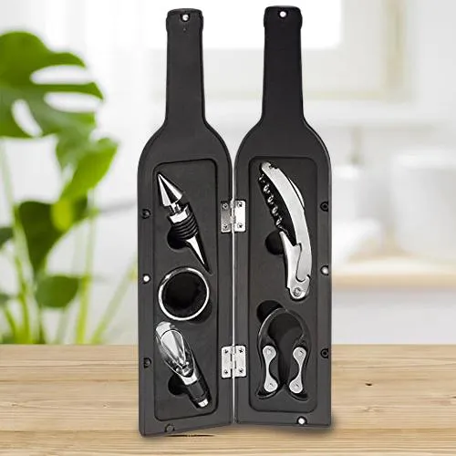 Fantastic 5 Pc Bottle Shaped Wine Accessory Kit