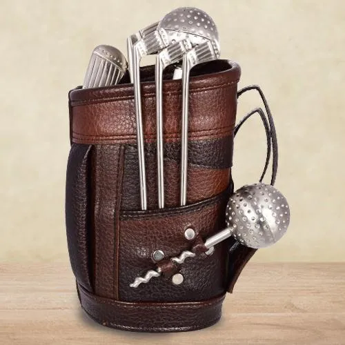 Superb Stainless Steel Golf Bar Set with Leatherette Bag