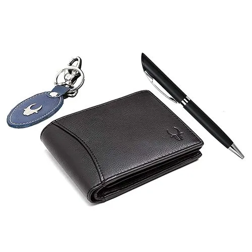 Astonishing Pair of WildHorn Leather Wallet with Keychain N Pen