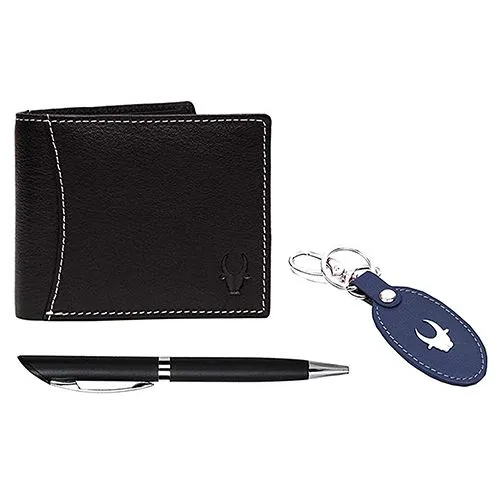 Breathtaking Pair of WildHorn Leather Wallet with Keychain N Pen for Men