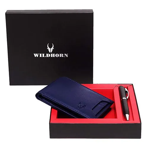 Designer WildHorn Mens Leather Wallet N Pen Gift Set