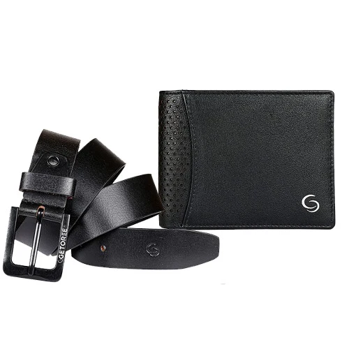 Lovely Mens Leather Wallet N Belt Gift Set from Getoree
